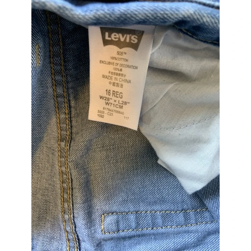 Levi's 505 Straight Leg Jeans Denim Sz 16 Reg Youth (28x28) Medium‎ Wash Classic